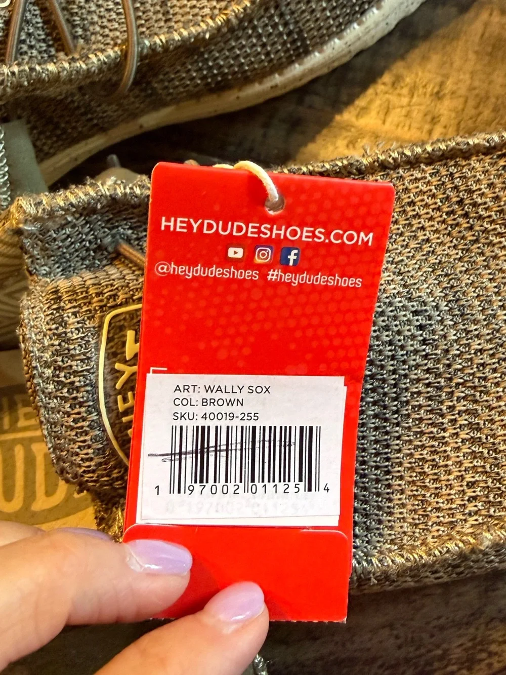Hey Dude Brown Canvas Moccasin Slip-Ons with White Sole men’s 9 NWT